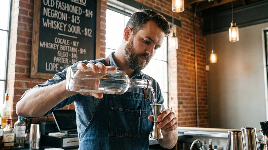 A neatly served, well-balanced Gin & Tonic prepared in a professional bartender style